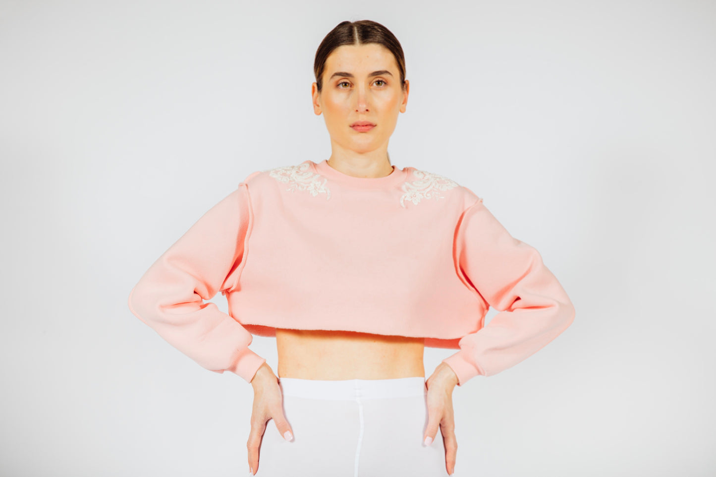 Novelty Crop Pullover Sweat Top