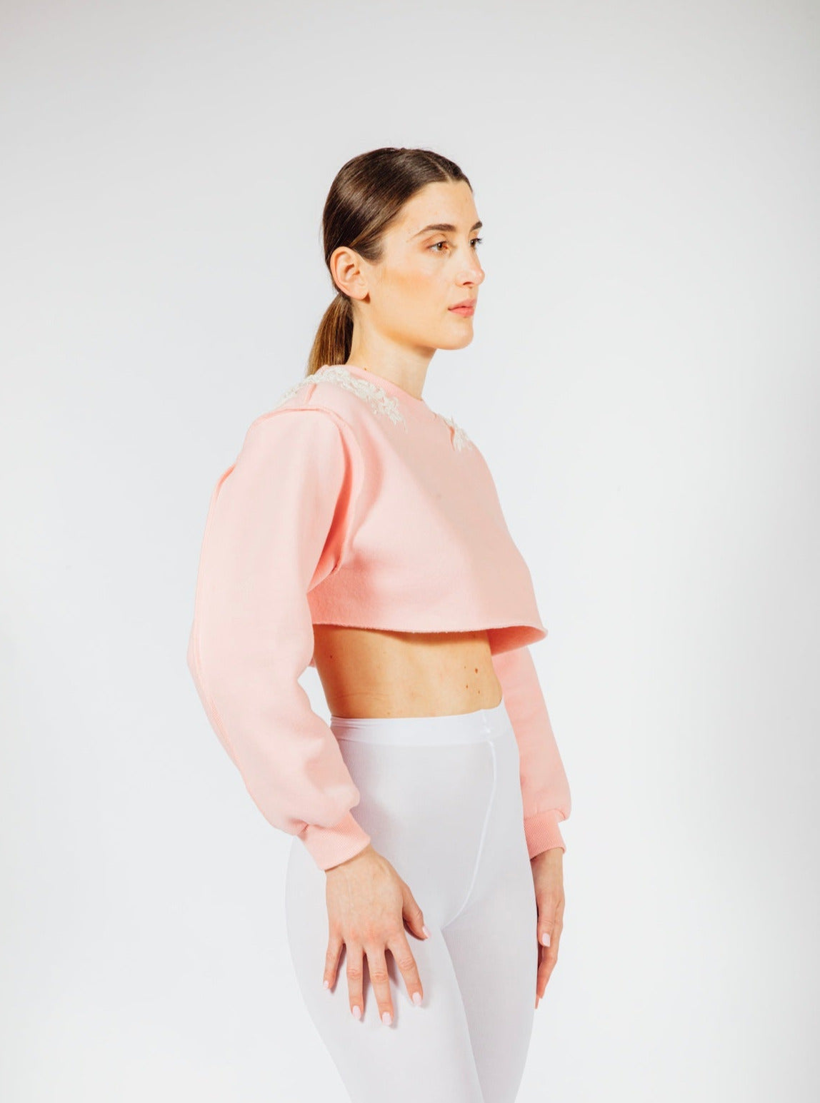 Novelty Crop Pullover Sweat Top