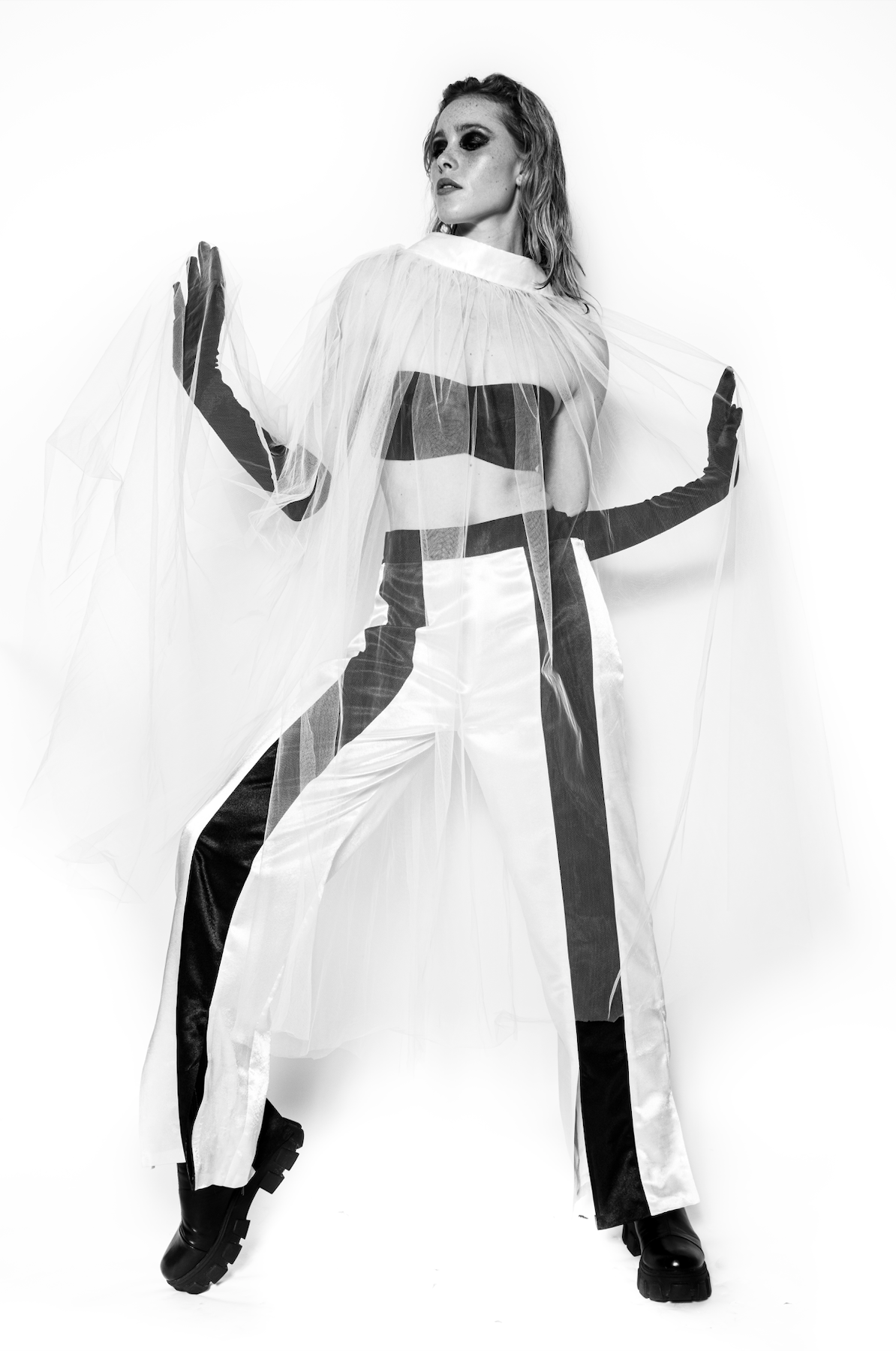 Slit Hem Silk Pants