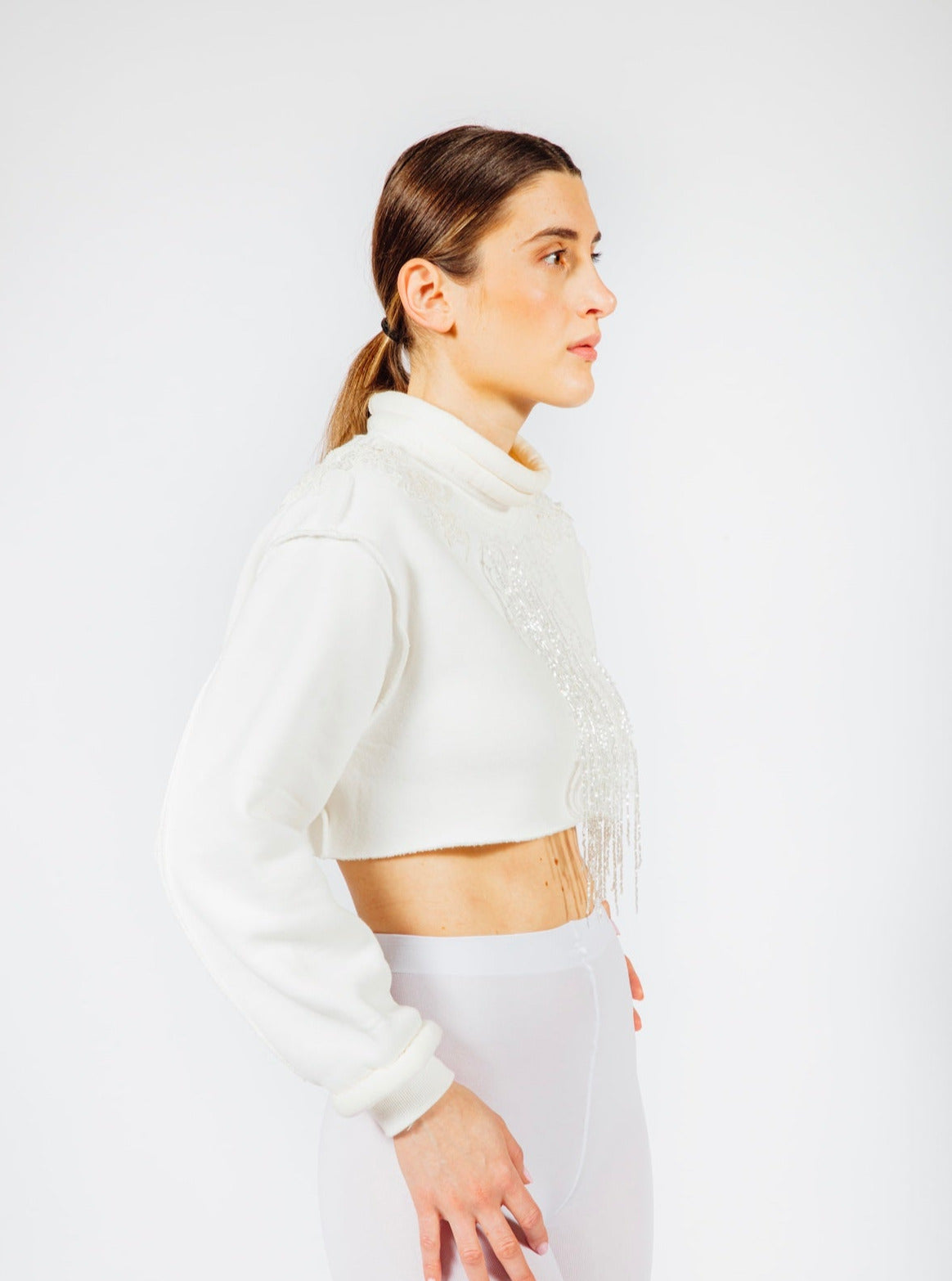 Novelty Crop Sweat Top